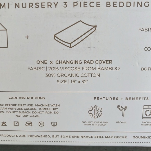 NEW! goumi kids Sea Glass Organic Nursery Bedding Set - 3pc - Picture 6 of 6